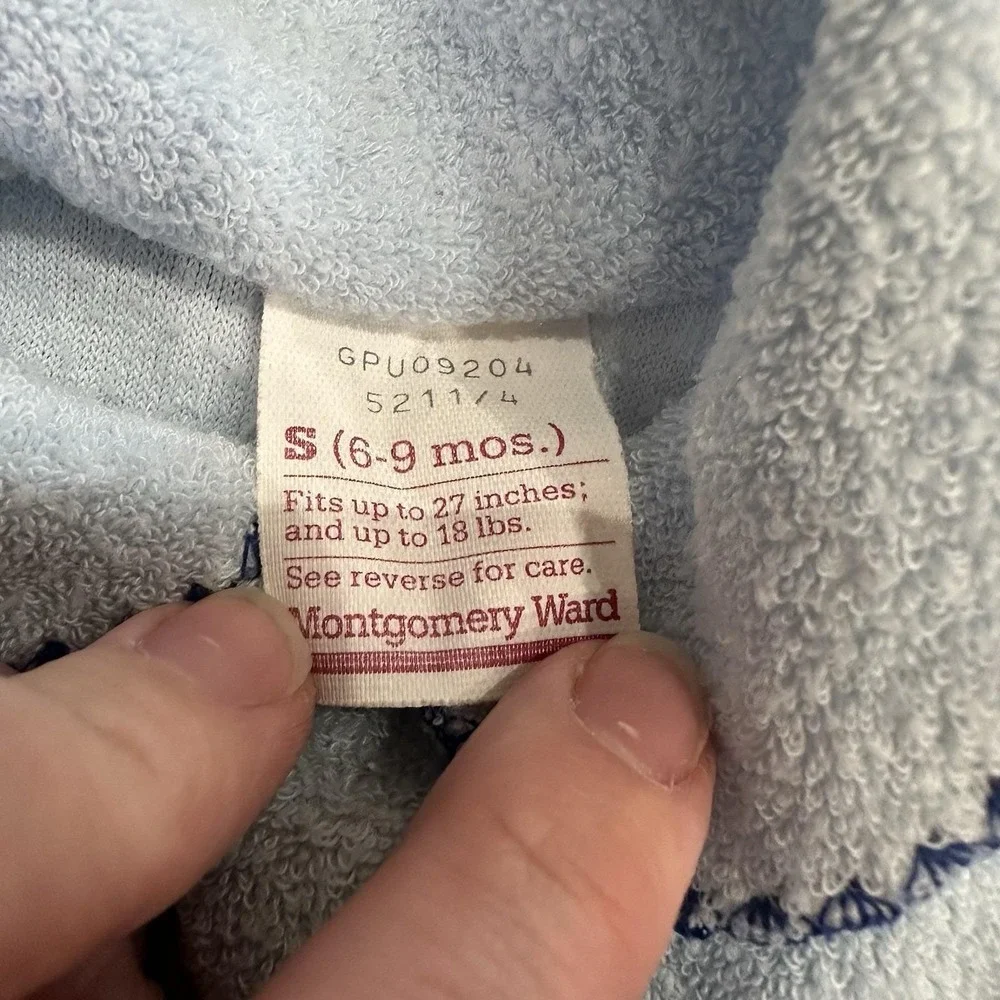 VTG (3) 90's Baby Infant Boy Sleepers Pajamas‎ 6-9 mos Blue Montgomery Ward